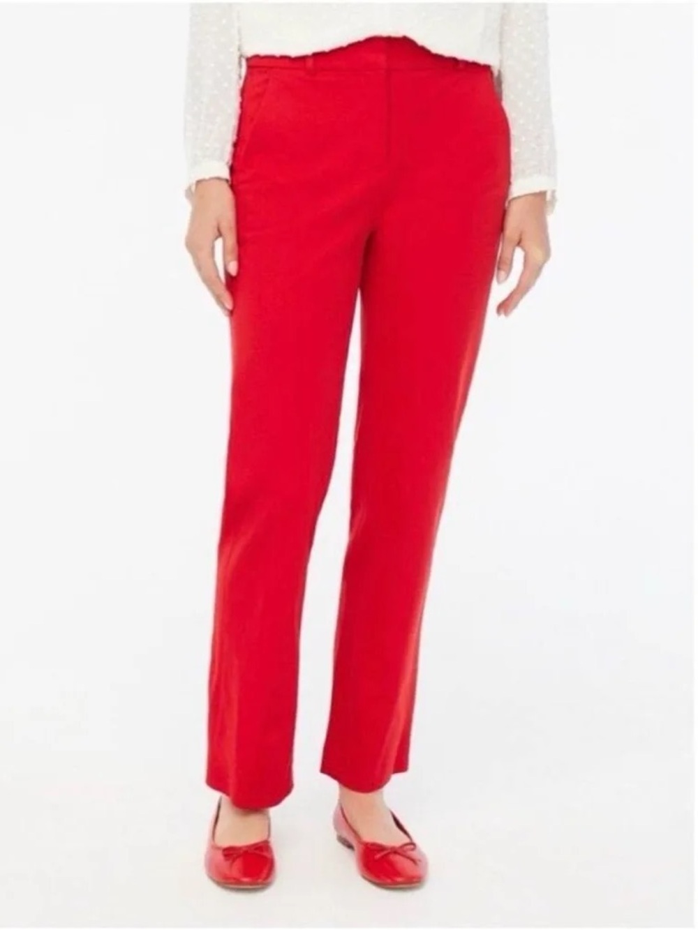 J.Crew Kallie Straight Leg Ankle Pants Red Career Trouser Size 12